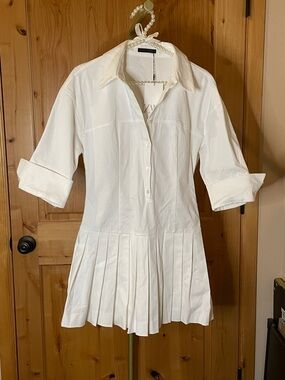 Zara White Button-Front Shirt Size M
